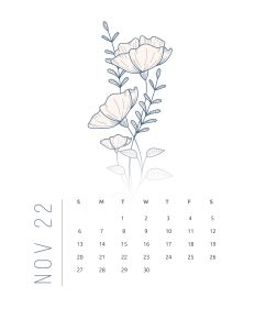 calendario 2022 flores suaves novembro 1