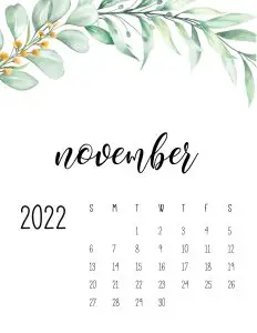 calendario 2022 folhas novembro 1