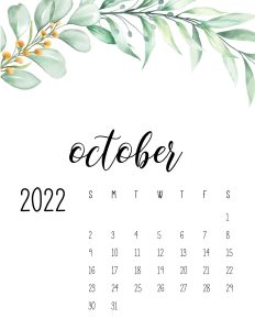 calendario 2022 folhas outubro 1