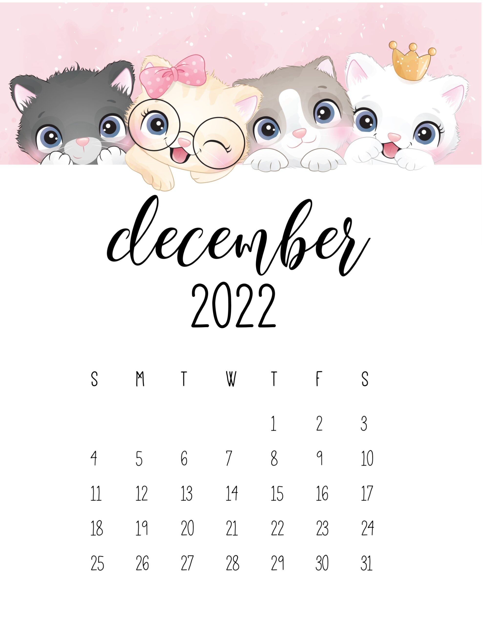 calendario 2022 gatinhos dezembro 1