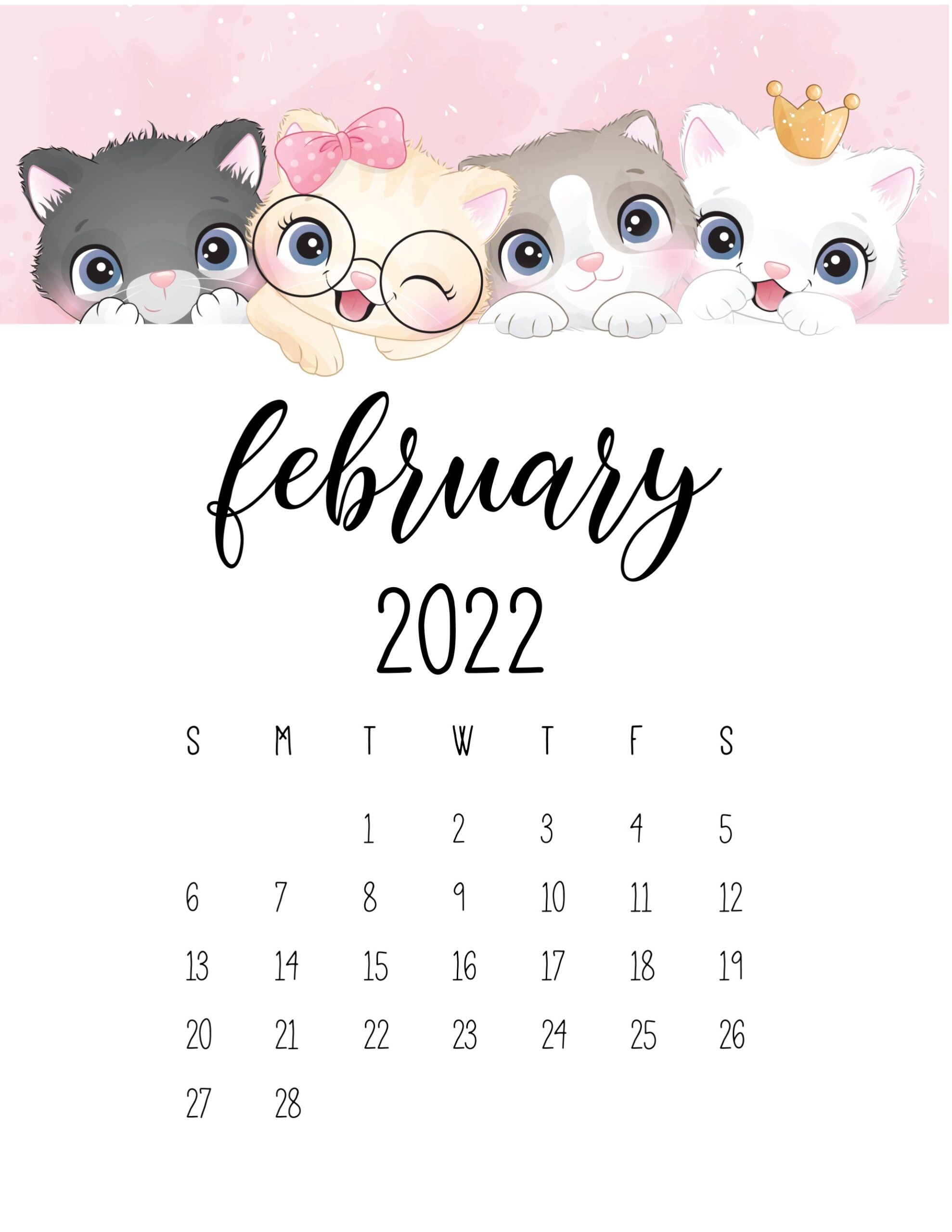 calendario 2022 gatinhos fevereiro 1