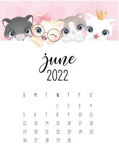 calendario 2022 gatinhos junho 1