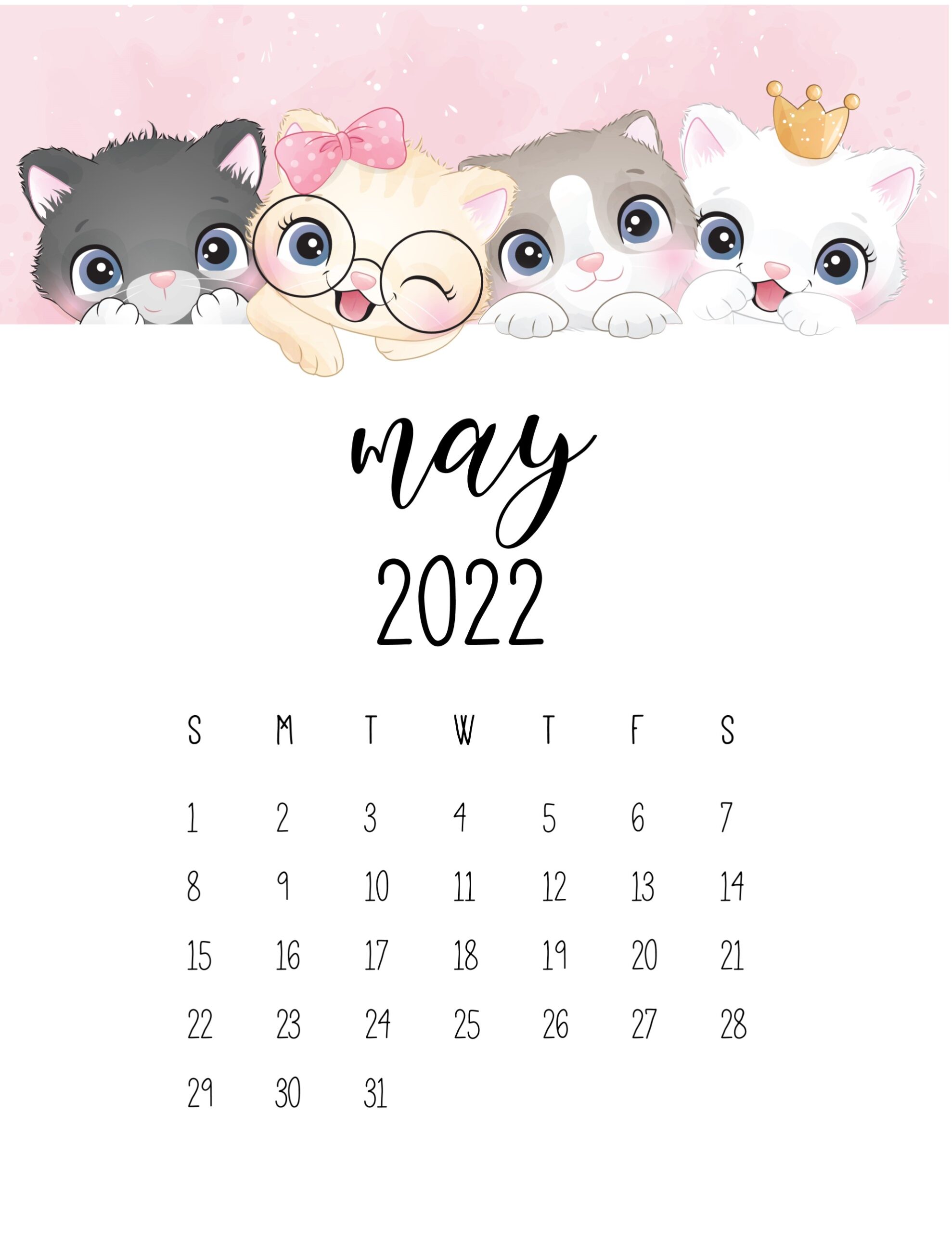 calendario 2022 gatinhos maio 1
