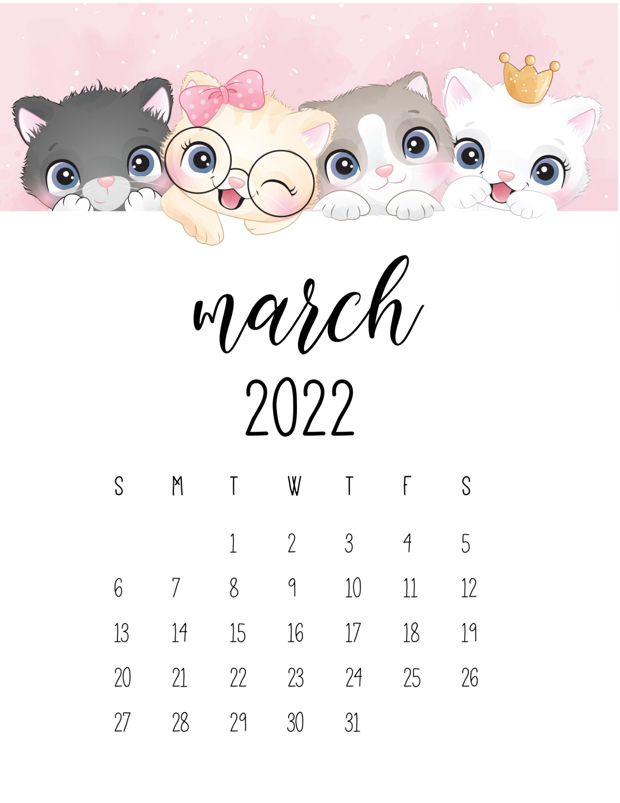 calendario 2022 gatinhos marco 1