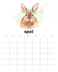 calendario 2023 animais aquarela abril