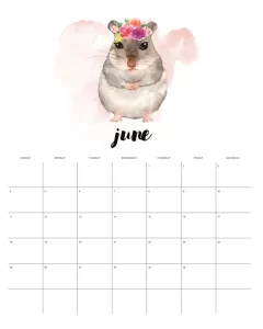 calendario 2023 animais aquarela junho