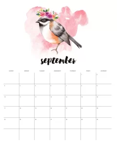 calendario 2023 animais aquarela setembro