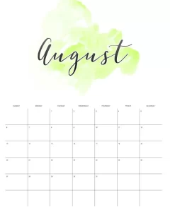 calendario 2023 aquarela agosto