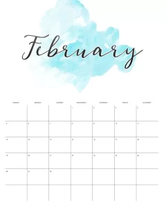 calendario 2023 aquarela fevereiro