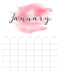 calendario 2023 aquarela janeiro