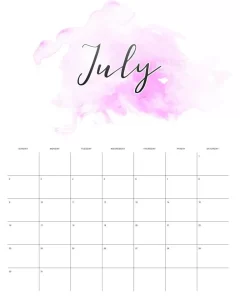 calendario 2023 aquarela julho