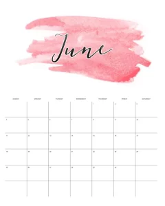 calendario 2023 aquarela junho