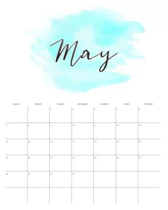calendario 2023 aquarela maio