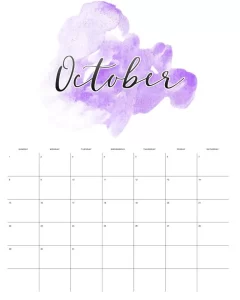 calendario 2023 aquarela outubro