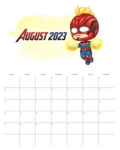 calendario 2023 avengers agosto