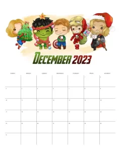 calendario 2023 avengers dezembro