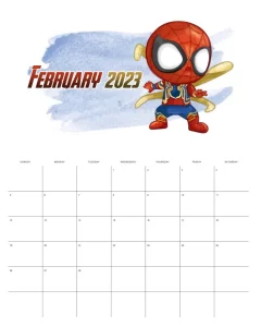 calendario 2023 avengers fevereiro