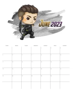 calendario 2023 avengers junho