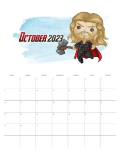 calendario 2023 avengers outubro