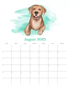 calendario 2023 cachorrinhos agosto