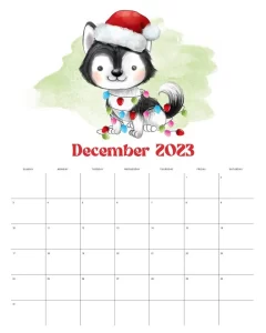 calendario 2023 cachorrinhos dezembro