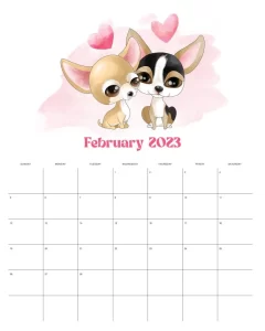 calendario 2023 cachorrinhos fevereiro