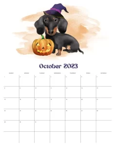calendario 2023 cachorrinhos outubro