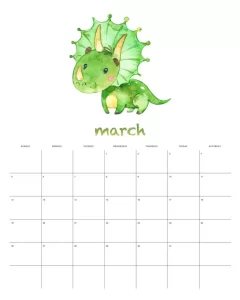 calendario 2023 dinossauro aquarela marco