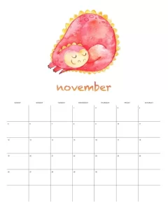 calendario 2023 dinossauro aquarela novembro
