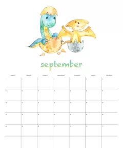 calendario 2023 dinossauro aquarela setembro