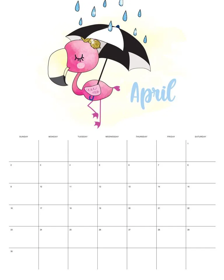 calendario 2023 flamingo abril