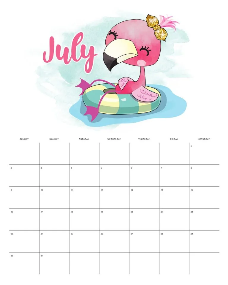 calendario 2023 flamingo julho