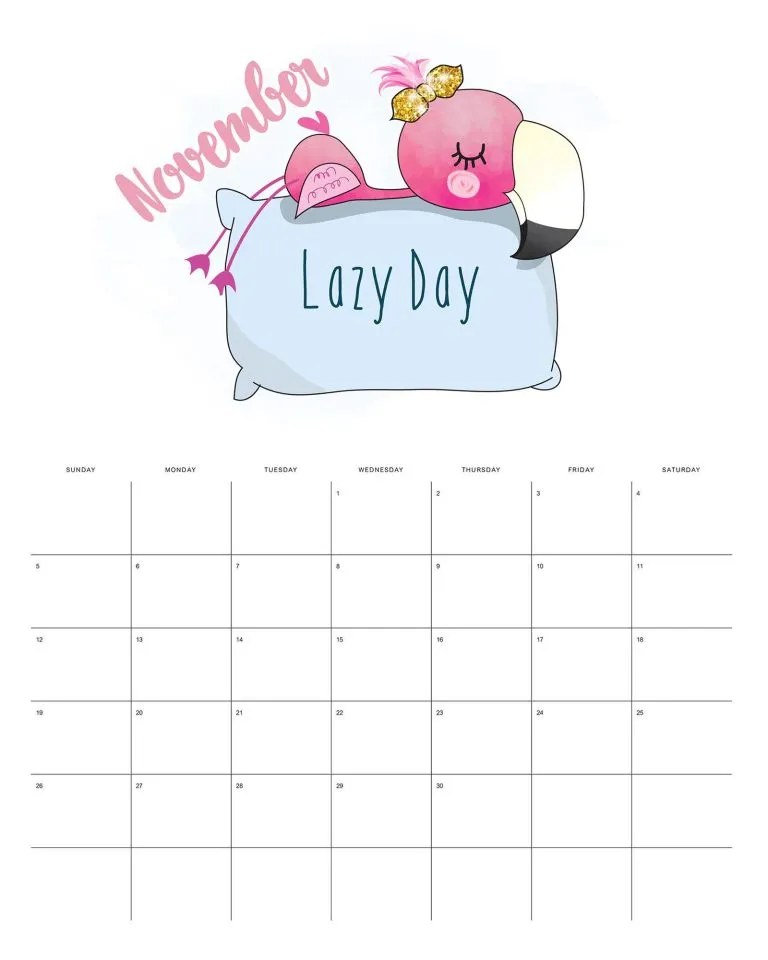 calendario 2023 flamingo novembro