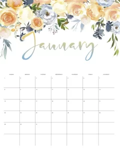 calendario 2023 floral janeiro