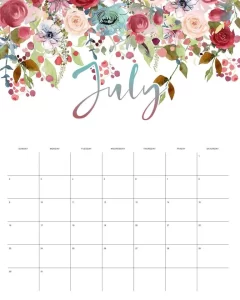 calendario 2023 floral julho
