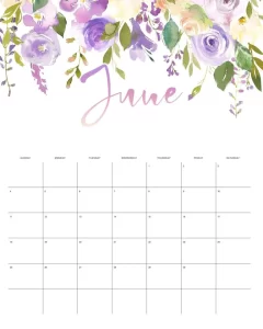 calendario 2023 floral junho