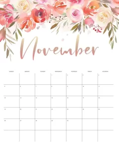 calendario 2023 floral novembro