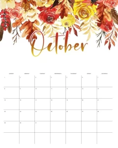 calendario 2023 floral outubro