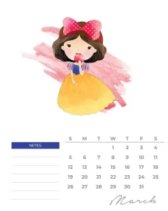 calendario 2023 princesas aquarela marco