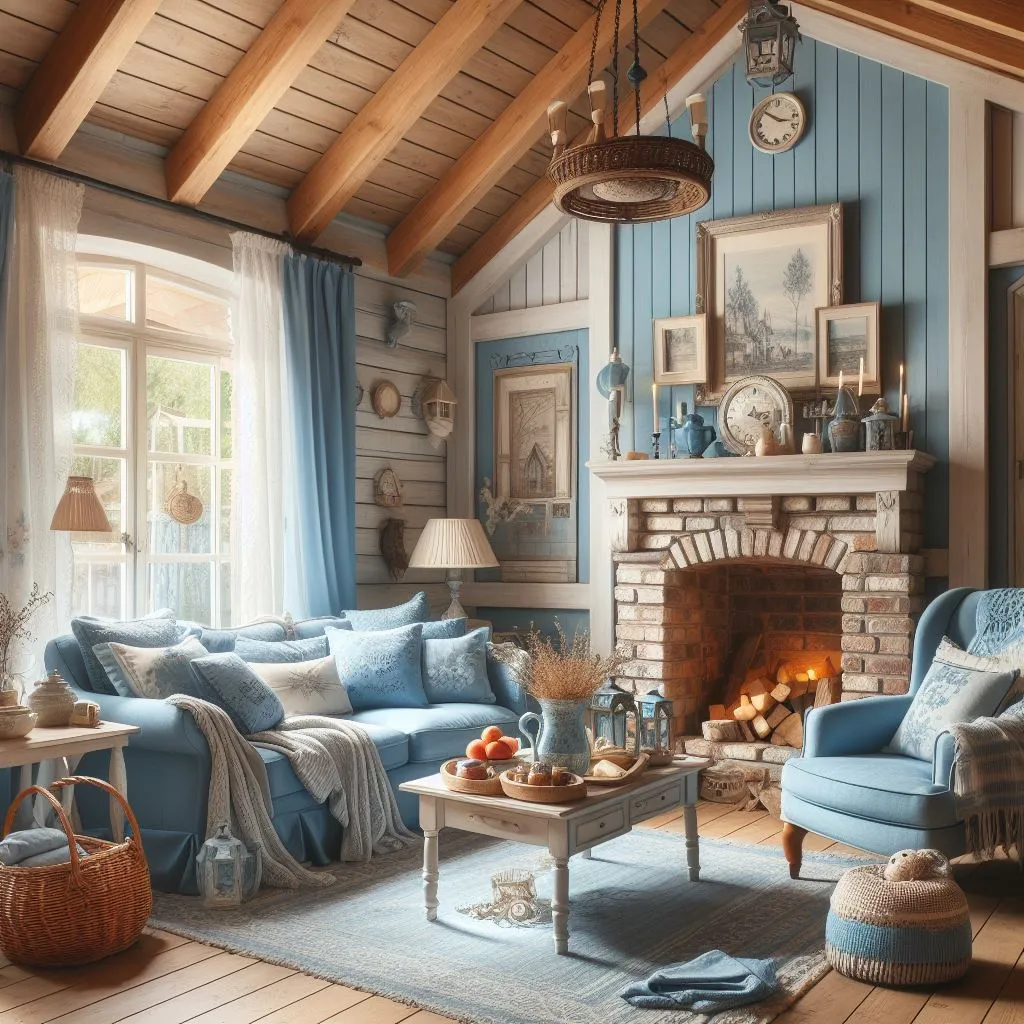 Sala casa de campo decoracao azul 1