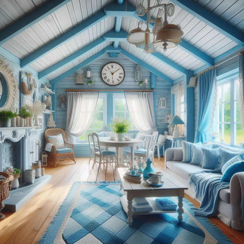 Sala casa de campo decoracao azul 4